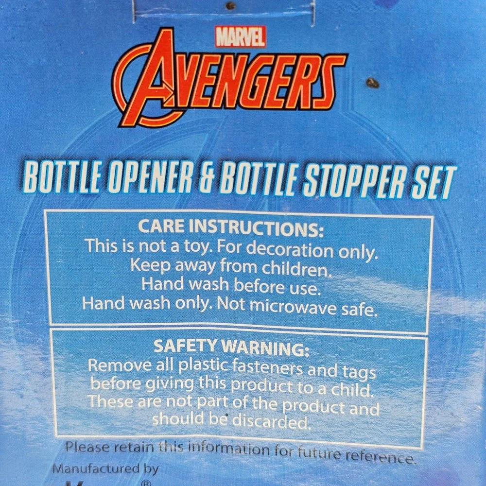 Marvel Avengers Captain America Bottle Opener/Bottle Stopper Set - NEW‎